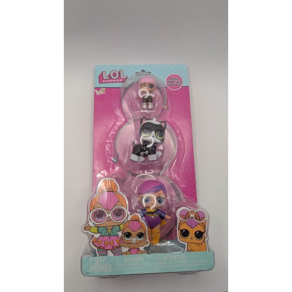 LOL Surprise 3 Pack Figure Set Mini Doll Pet Cat and Lil Sister 2021 MGA New